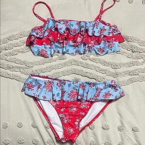 Floral Ruffle Bikini Set kids size 10